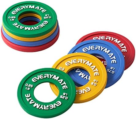 EVERYMATE Rubber Fractional Weight Plates Set of 8 Micro Weight Plate Pair of 0.25LB 0.5LB 0.75LB 1 LB for Olympic Barbe