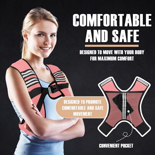 Weighted Vest for Men and Women - 10/15/20lbs - Reflective Stripe - Workout Equipment for Strength Training, Running, Wa