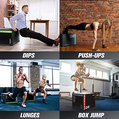 RitFit 3 in 1 Plyo Box Heavy Duty High Density Foam Jumping Box 20"x18"x16" Home Gym Fitness 440lb Weight Capacity
