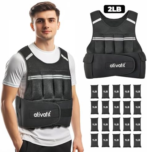 ATIVAFIT Adjustable Weighted Vest for Strength Training and Walking Men Women 2-22 Lbs