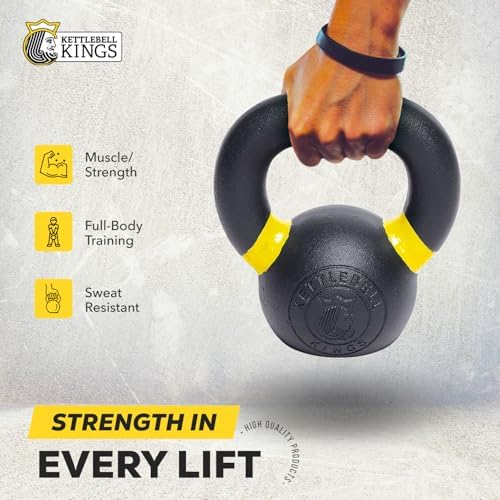 Kettlebell Kings Powder Coated Kettlebell Weights - 9-97 lb Strength Training Kettlebells for Men and Women - Home Gym E