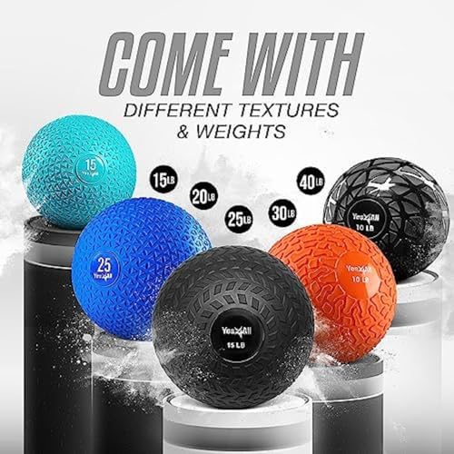 Yes4All Slam Balls, Durable PVC Sand Filled, Core Strengthening Workout Ball for Fitness Enthusiasts at Home Gym