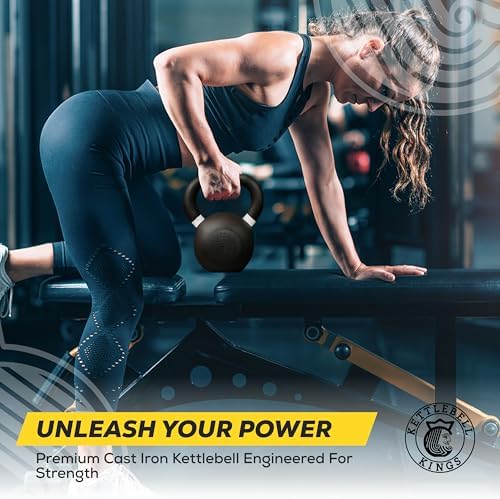 Kettlebell Kings Powder Coated Kettlebell Weights - 9-97 lb Strength Training Kettlebells for Men and Women - Home Gym E