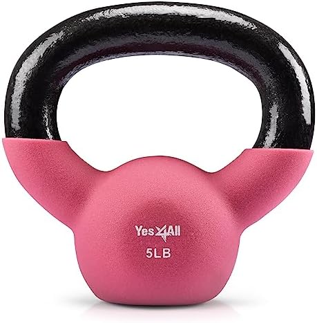 Yes4All Kettlebell - 35 LB Neoprene Coated Cast Iron Kettlebell for Home Gym, Wide Grip Handle & Flat Bottom for Swings