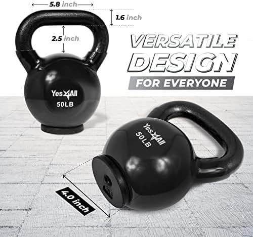Yes4All Rubber Base Kettlebells for WomenStrength Training (10-65 lbs) Yes4All Kettlebells for Women Fitness Rubber Ba