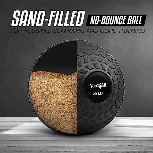 Yes4All Slam Balls, Durable PVC Sand Filled, Core Strengthening Workout Ball for Fitness Enthusiasts at Home Gym