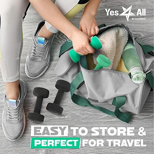 Yes4All Neoprene Coated Dumbbell Hand Weight Sets of 2 - Multiple Weight Options for Home Gym Fitness Users - Anti-Roll,