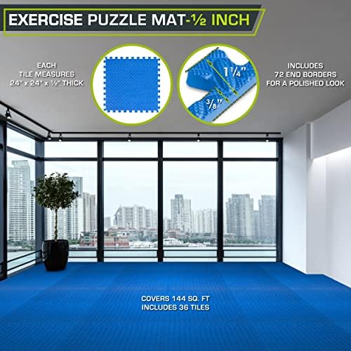 ProsourceFit Puzzle Exercise Mat for Home Gym, Mat for Home Workout Equipment, Floor Padding for Kids, Black, 24 in x 24