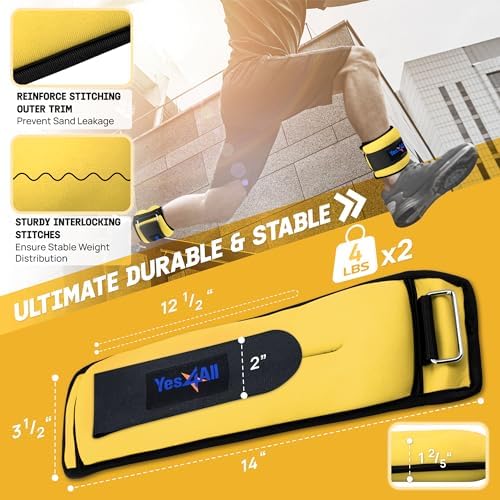 Yes4All Adjustable Wrist & Ankle Weights - Weighted Bands for Fitness Workout, Walking, Jogging and Pilates for Women, M