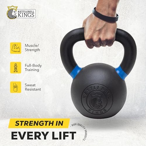 Kettlebell Kings Powder Coated Kettlebell Weights - 9-97 lb Strength Training Kettlebells for Men and Women - Home Gym E
