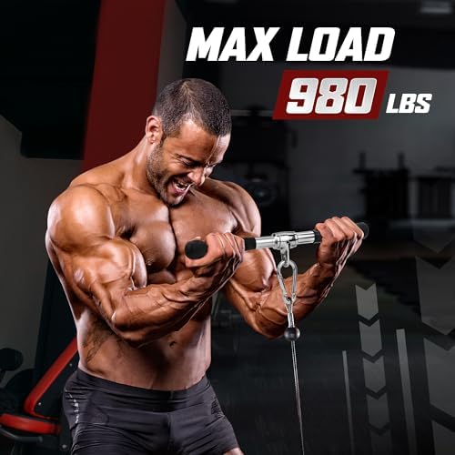 Yes4All Cable Machine Attachment, Double D Handle & Tricep Rope Cable Attachment, Gym Weight Machine Accessories Load 88