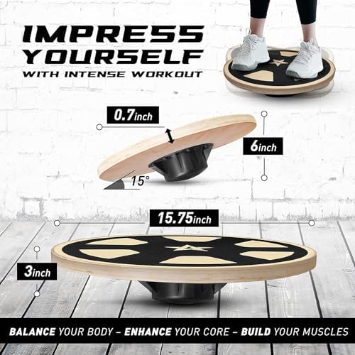 Yes4All Versatile Wooden Wobble Balance Board, Core Training, Exercise Balance Stability Trainer