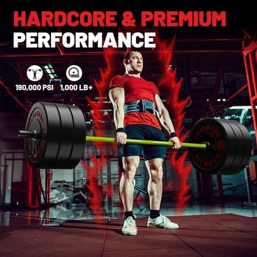 Papababe Olympic Barbell 45lb Weight Bar for Strength Training and Gym Use with 1000lb Weight Capacity Chrome/Zinc Plati