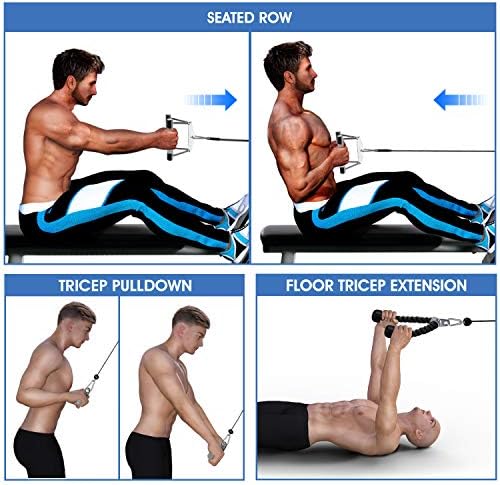 Yes4All Cable Machine Attachment Row Handles Tricep Rope Straight Bar V Bar LAT Pulldown Accessories 880 LB Load for Ho