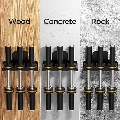 Olympic Barbell Hanger, Garage Gym Bar Wall Rack, Space Saving Home Gym Accessory