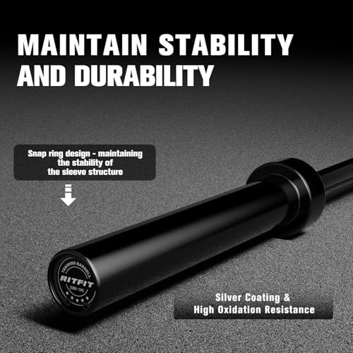 RitFit 7FT Olympic Barbell for Strength and Weightlifting Training - 2 Inch Olympic Bar for Squat, Deadlift, Bench Press