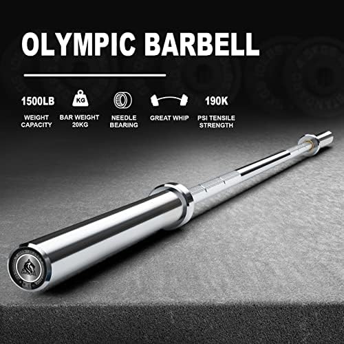 LIONSCOOL Olympic Barbell 7FT for Weightlifting and Powerlifting - 1500lbs Capacity - Strength Training for Squats, Dead