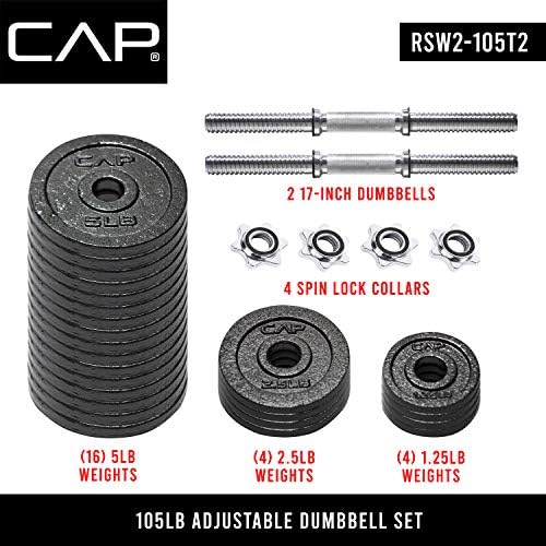 CAP Barbell Adjustable Dumbbell Weight Set for Home Gym Fitness Lovers | Ideal for Home Workouts and Muscle Building |