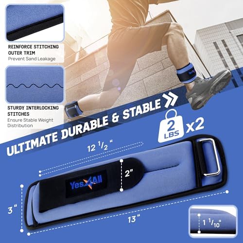 Yes4All Adjustable Wrist & Ankle Weights - Weighted Bands for Fitness Workout, Walking, Jogging and Pilates for Women, M