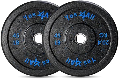 Yes4All 2" Bumper Plate for Weightlifting and StrengthTraining - Less Impact, Absorb Bounce & Shock, Multiple Options