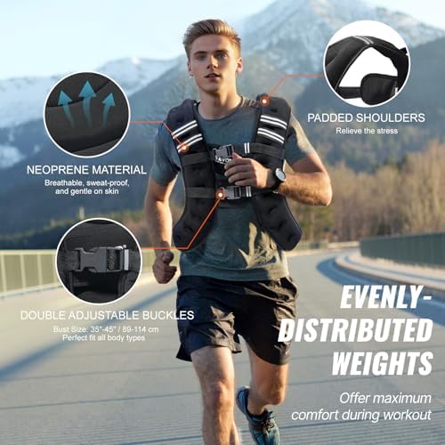 VEVOR Weighted Vest for Strength Training and Weight Loss, Reflective Stripe, Adjustable Buckle, 12/16/20/30 lbs