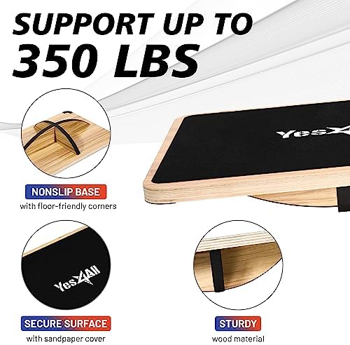 Yes4All Professional Anti-Slip Rocker Board for Leg Workout and Standing Desk Use | Yes4All 350LBS Wood Balance Board,