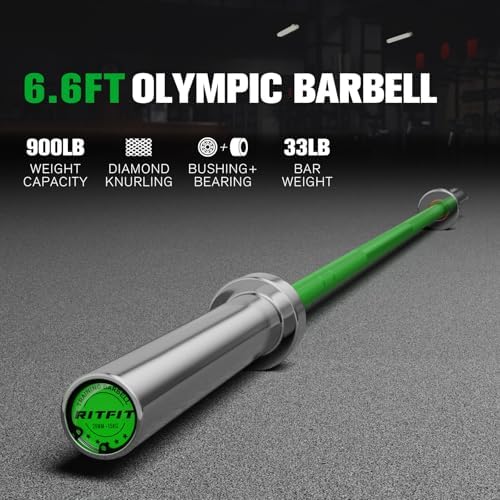 RitFit 7FT Olympic Barbell for Strength and Weightlifting Training - 2 Inch Olympic Bar for Squat, Deadlift, Bench Press