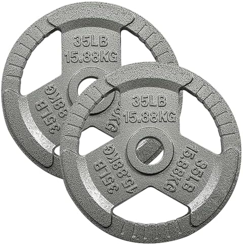 Fitvids Cast Iron Weight Plates 2-Inch Olympic Size for Strength Training & Weightlifting, Multiple Weights Available