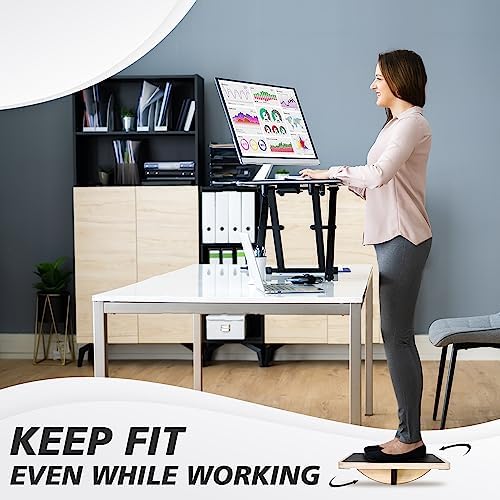 Yes4All Professional Anti-Slip Rocker Board for Leg Workout and Standing Desk Use | Yes4All 350LBS Wood Balance Board,