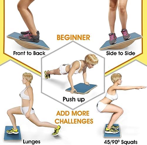 Yes4All Professional Anti-Slip Rocker Board for Leg Workout and Standing Desk Use | Yes4All 350LBS Wood Balance Board,
