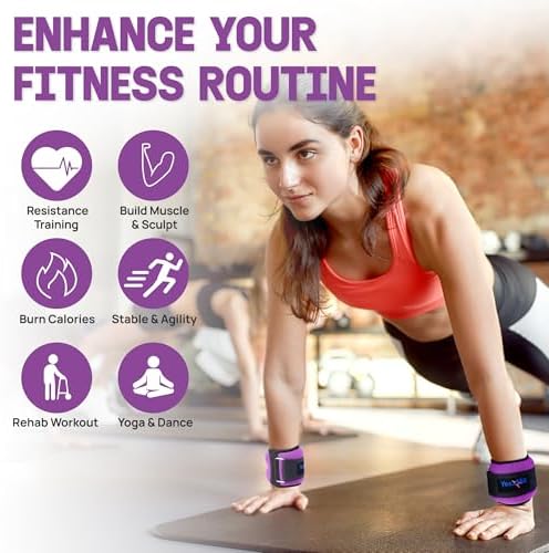 Yes4All Adjustable Wrist & Ankle Weights - Weighted Bands for Fitness Workout, Walking, Jogging and Pilates for Women, M