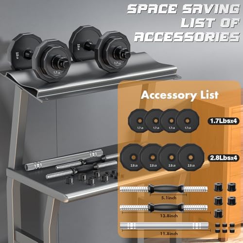 KISS GOLD Adjustable Dumbbells with Solid Steel Home Gym Equipment for Men and Women Strength Training KISS GOLD 22Lbs 4