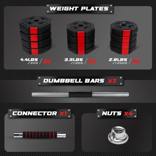 Yes4All Upgraded 44lbs-66lbs Adjustable Weights Dumbbells Set for Home Gym Workout | Yes4All 44lbs-66lbs Adjustable Wei