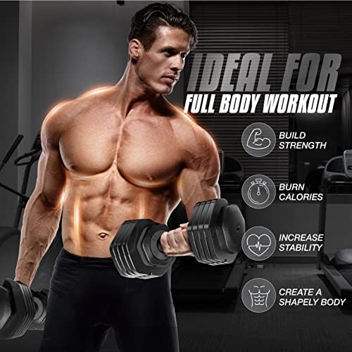 Yes4All 25/55LB Adjustable Dumbbells, Easy Adjust, Suitable for All Fitness Levels, Perfect for Home Gym, Durable Design
