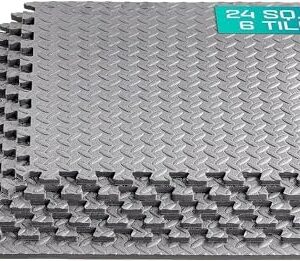 Yes4All 24SQFT-120SQFT Exercise Mat for Home Gym Users, Durable EVA Interlocking Foam Tiles with Border for Resistance T