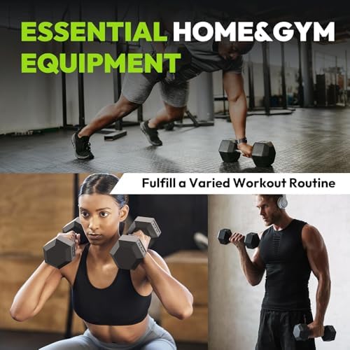 Hex Weights Dumbbells Set with Rack for Strength Training at Home and Gym, Heavy Duty 100-550 lb Rubber Coated Dumbbells