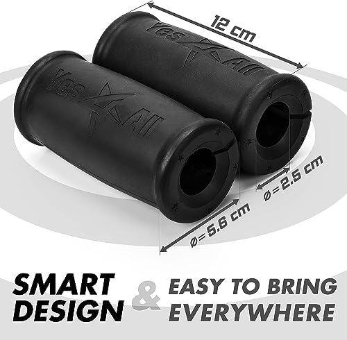 Yes4All Thick Dumbbell Handles Grips, Firm Rubber Barbell Grips for Increasing Forearm Strength and Muscle Building in W