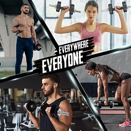 Yes4All Chrome/Rubber Grip Dumbbell Handles, 14/16/18/24 Inch, For 1" / 1.15" Plates, Weight Bar Connector, Home Gym Fi