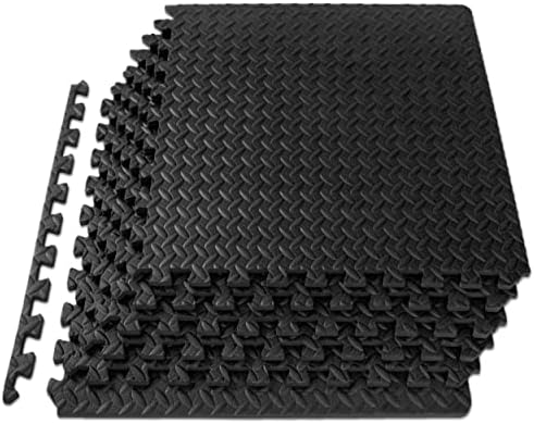 ProsourceFit Puzzle Exercise Mat for Home Gym, Mat for Home Workout Equipment, Floor Padding for Kids, Black, 24 in x 24