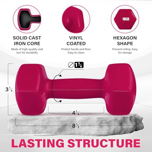 Yes4All Vinyl Hexagon Dumbbells - 2-in-1 Adjustable Set (2-15 lbs) for Home Gym Strength Training