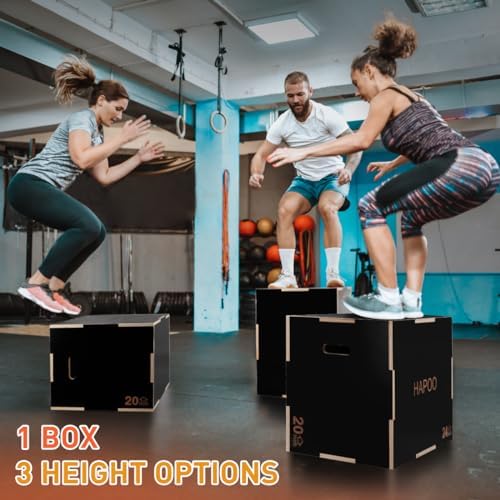 3 in 1 Plyo Box for Home Gym Jumping Conditioning Strength Training | Wooden Plyometric Jump Box for Home Gym 30"x24"x2