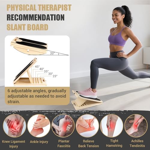 3-in-1 Slant Board & 180°/360° Balance Board, Portable 6 Angle Adjustable Calf Stretcher, Anti-Slip 300LBS Wobble Board