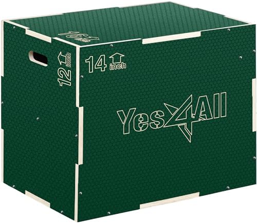 Yes4All 3 in 1 Non-Slip Wooden Plyo Box for Workout, Skipping, Jumping | Yes4All Plyometric Jump Box - Ideal for Lunges