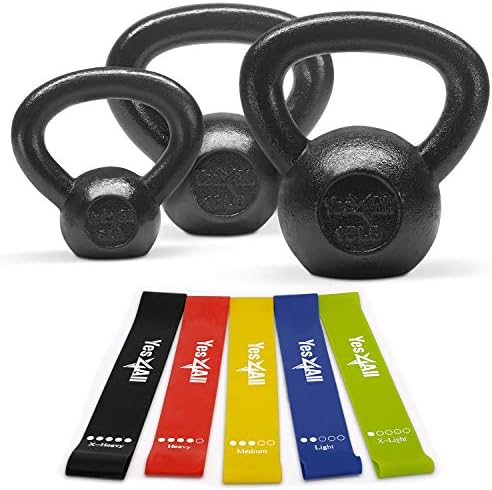 Yes4All Kettlebell Sets, Strength Training Kettlebells, Multi-Level from Beginners to Pros, Home Gym, Cast Iron, Wide Ha