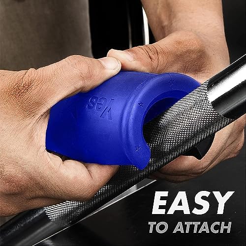 Yes4All Thick Dumbbell Handles Grips, Firm Rubber Barbell Grips for Increasing Forearm Strength and Muscle Building in W
