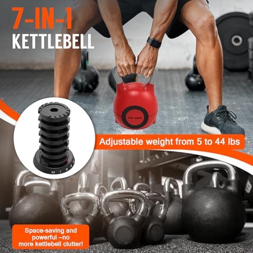 Quickly Adjusts 7 Weights HXD-Ergo Adjustable Kettlebell Set for Home Gym Enthusiasts | Ergonomic Kettlebell Set HXD-Er