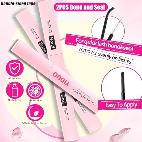40D/60D Volume C/D Curl Lash Clusters Kit for Eyelash Extensions, Portable Makeup Bag with Lash Bond and Seal, 10-18mm