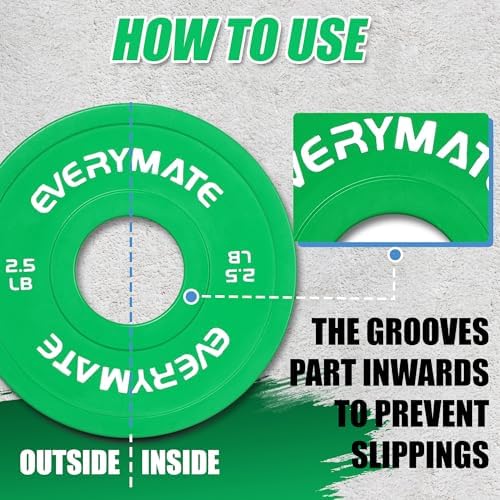 EVERYMATE Fractional Weight Plates for Cross Training - Olympic Bumper Plates - Steel Insert - 1.25LB, |5LB, 5LB