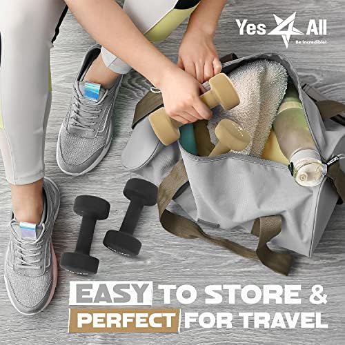 Yes4All Neoprene Coated Dumbbell Hand Weight Sets of 2 - Multiple Weight Options for Home Gym Fitness Users - Anti-Roll,