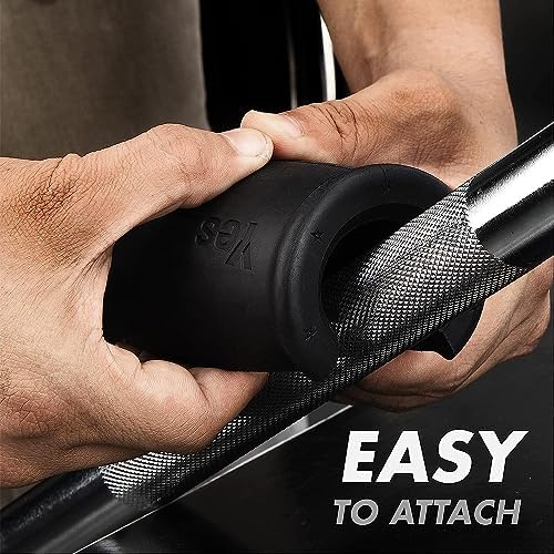 Yes4All Thick Dumbbell Handles Grips, Firm Rubber Barbell Grips for Increasing Forearm Strength and Muscle Building in W